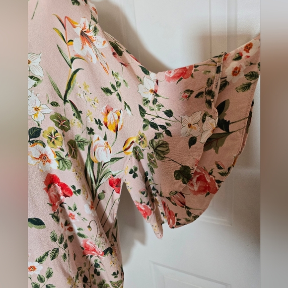 Emma & Olivia Floral Top Blouse Women's XL Tiered Sleeves Poppy Rose - Picture 7 of 11